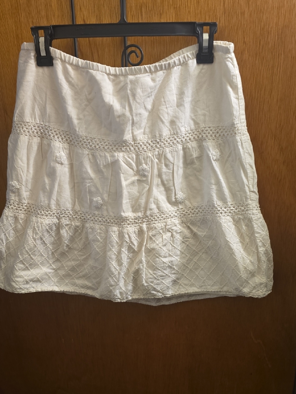 Hollister White Cotton Skirt with Elastic Waist
